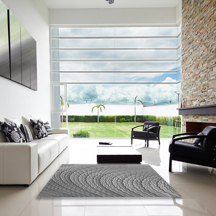 Machine Washable Transitional Cloud Gray Rug in a Kitchen, wshpat257gry