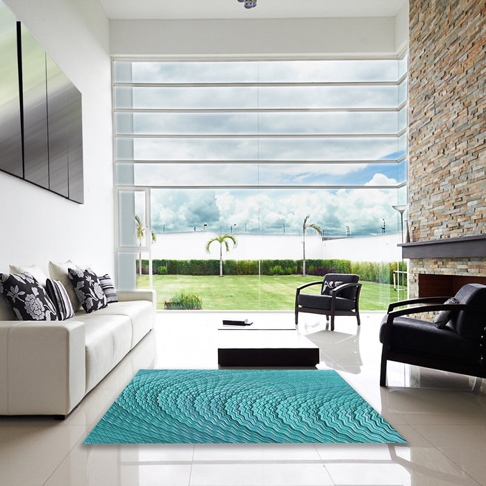 Machine Washable Transitional Dark Cyan Green Rug in a Kitchen, wshpat257lblu