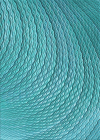 Machine Washable Transitional Dark Cyan Green Rug, wshpat257lblu