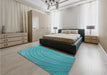 Patterned Dark Cyan Green Rug in a Bedroom, pat257lblu