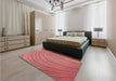 Patterned Light Coral Pink Rug in a Bedroom, pat257rd