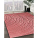 Patterned Light Coral Pink Rug in Family Room, pat257rd