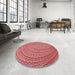 Round Patterned Light Coral Pink Rug in a Office, pat257rd