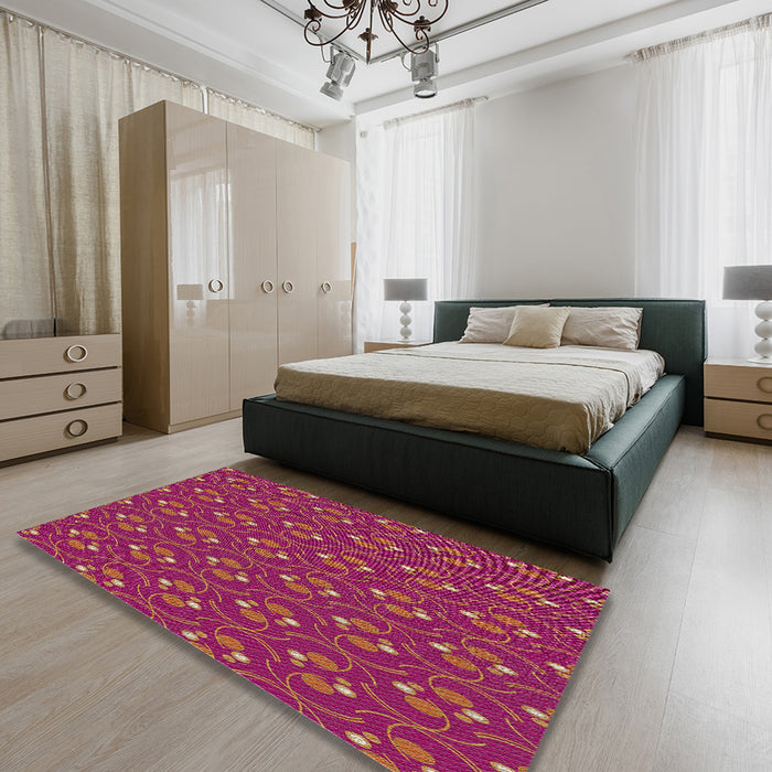Machine Washable Transitional Red Rug in a Bedroom, wshpat2570