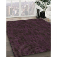 Patterned Purple Lily Purple Rug, pat2571brn