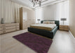 Patterned Purple Lily Purple Rug in a Bedroom, pat2571brn