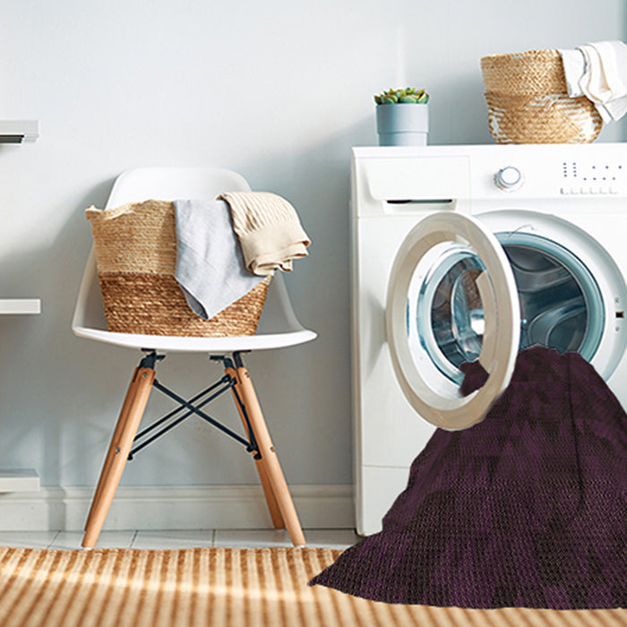 Machine Washable Transitional Purple Lily Purple Rug in a Washing Machine, wshpat2571brn