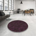 Round Patterned Purple Lily Purple Rug in a Office, pat2571brn