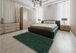 Patterned Medium Forest Green Rug in a Bedroom, pat2571grn