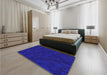 Patterned MediumBlue Rug in a Bedroom, pat2571pur