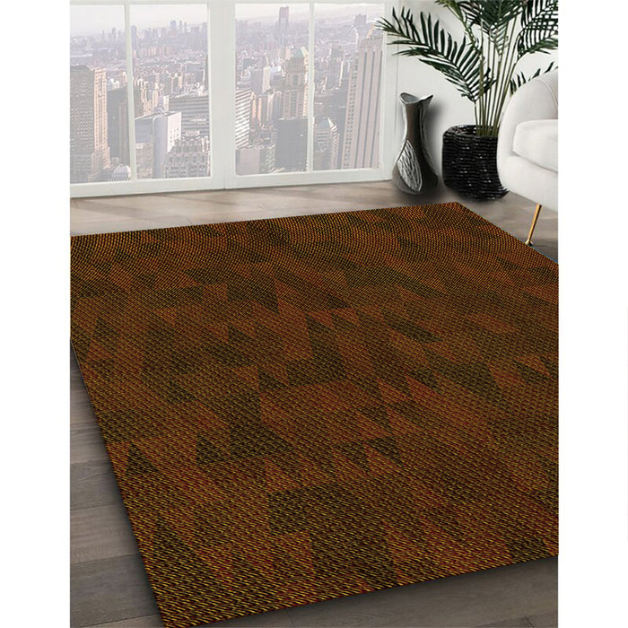 Machine Washable Transitional Dark Bronze Brown Rug in a Family Room, wshpat2571yw