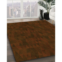 Patterned Dark Bronze Brown Rug, pat2571yw