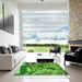 Machine Washable Transitional Green Rug in a Kitchen, wshpat2572grn