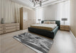 Patterned Dark Gray Rug in a Bedroom, pat2572gry