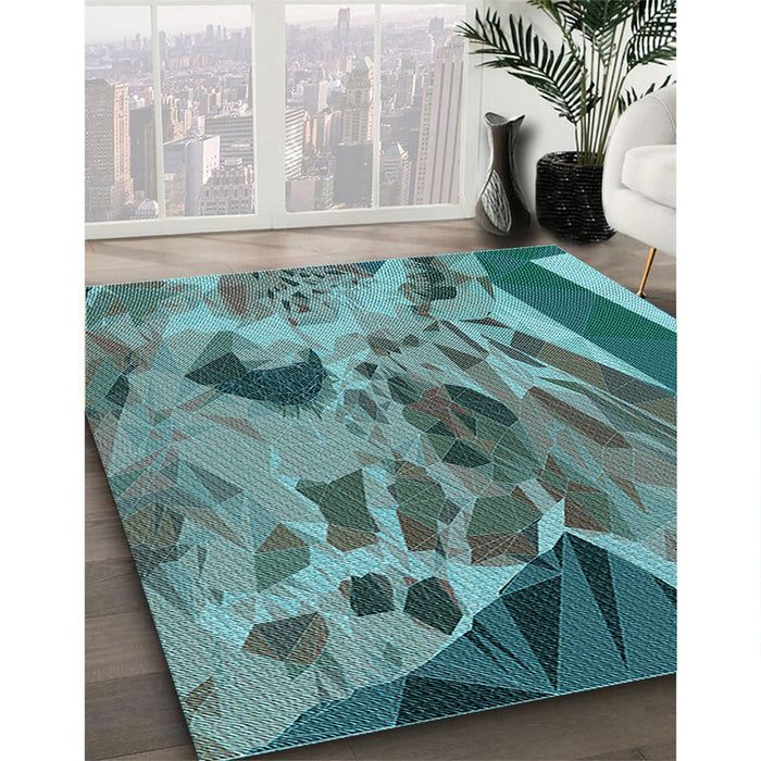 Machine Washable Transitional Deep-Sea Green Rug in a Family Room, wshpat2572lblu