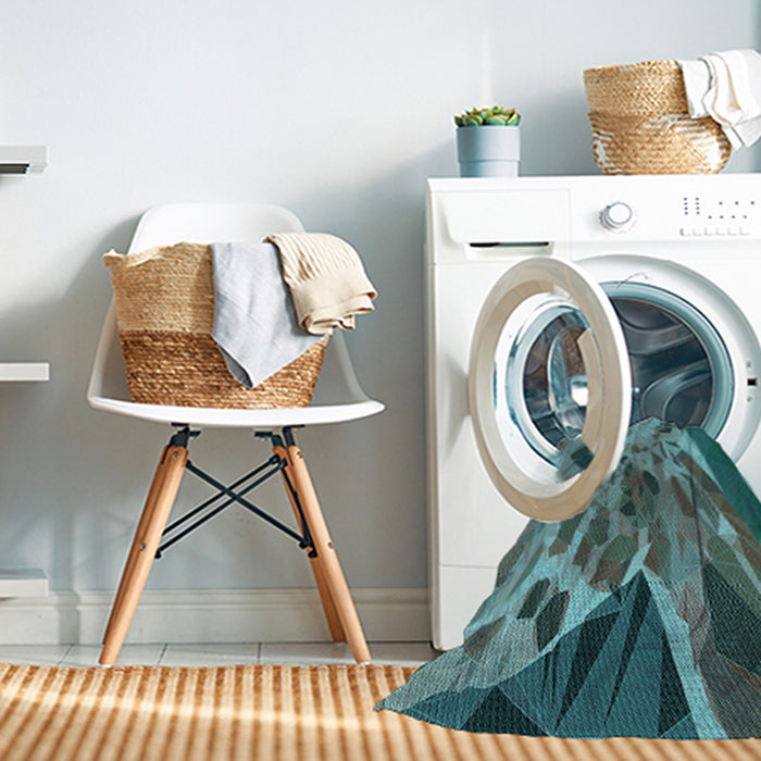 Machine Washable Transitional Deep-Sea Green Rug in a Washing Machine, wshpat2572lblu