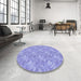Round Patterned Light Slate Blue Rug in a Office, pat2573blu