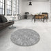 Round Patterned Gray Rug in a Office, pat2573gry