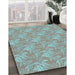 Machine Washable Transitional Tiffany Blue Rug in a Family Room, wshpat2573lblu