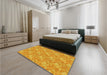 Patterned Neon Orange Rug in a Bedroom, pat2573yw