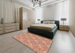 Patterned Red Novelty Rug in a Bedroom, pat2573