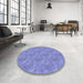 Round Patterned Purple Mimosa Purple Rug in a Office, pat2574blu