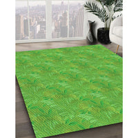 Patterned Dark Lime Green Rug, pat2574grn