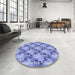 Round Patterned Jeans Blue Rug in a Office, pat2575blu