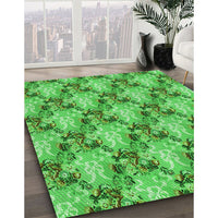 Patterned Neon Green Rug, pat2575grn