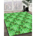 Patterned Neon Green Rug in Family Room, pat2575grn