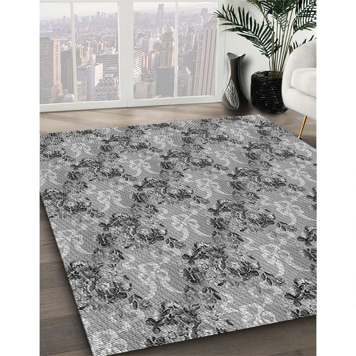 Patterned Cloud Gray Rug in Family Room, pat2575gry