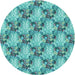 Square Patterned Turquoise Green Rug, pat2575lblu