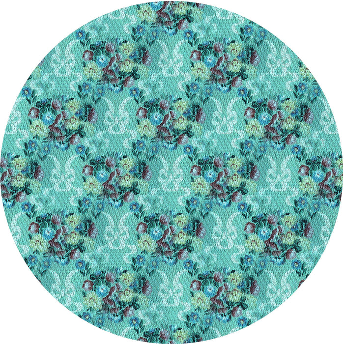 Square Machine Washable Transitional Turquoise Green Rug in a Living Room, wshpat2575lblu