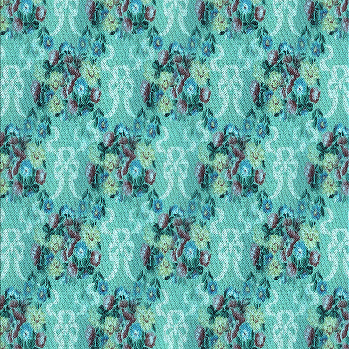 Patterned Turquoise Green Rug, pat2575lblu