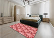 Patterned Light Coral Pink Rug in a Bedroom, pat2575rd