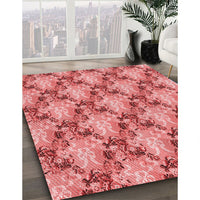 Patterned Light Coral Pink Rug, pat2575rd