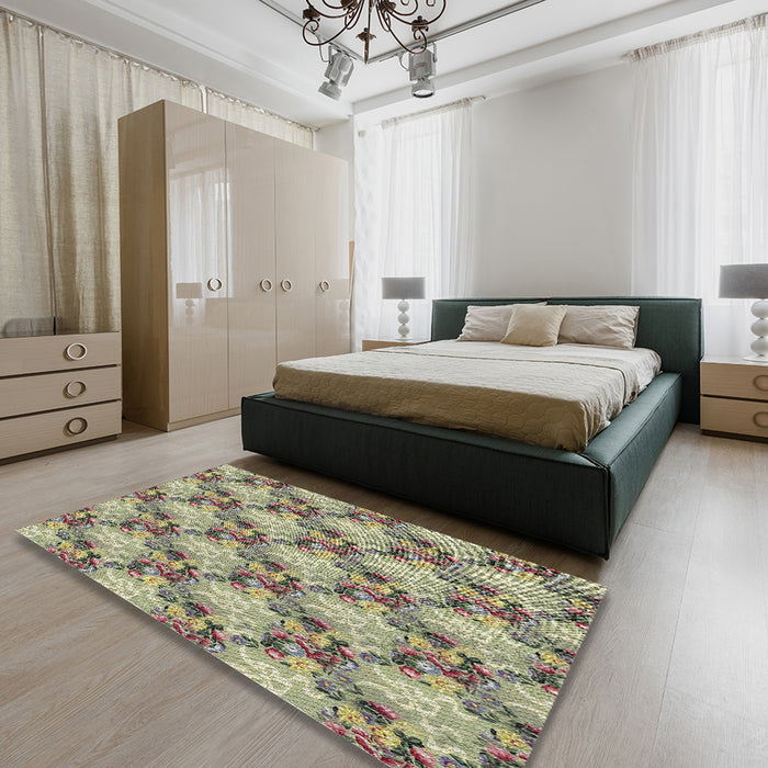 Machine Washable Transitional Brown Rug in a Bedroom, wshpat2575