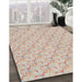 Machine Washable Transitional Orange Salmon Pink Rug in a Family Room, wshpat2576