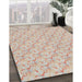 Patterned Orange Salmon Pink Novelty Rug in Family Room, pat2576