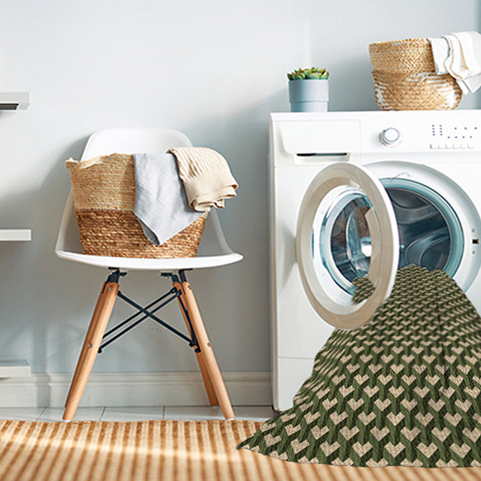 Machine Washable Transitional Army Green Rug in a Washing Machine, wshpat2577brn