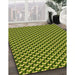 Patterned Green Rug in Family Room, pat2577yw