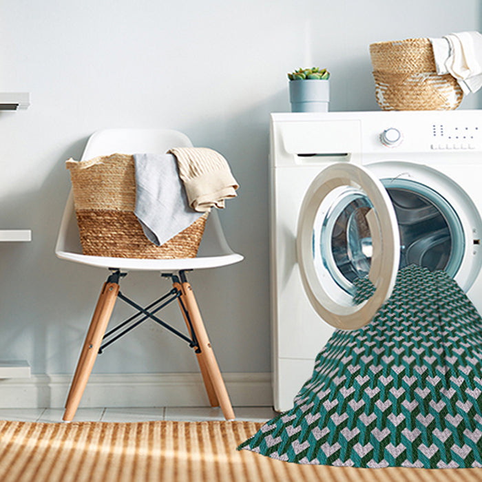Machine Washable Transitional Deep-Sea Green Rug in a Washing Machine, wshpat2577