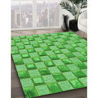 Patterned Emerald Green Rug, pat2579grn