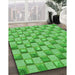 Patterned Emerald Green Rug in Family Room, pat2579grn