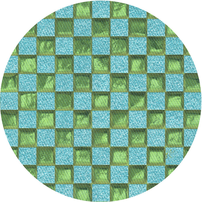 Square Patterned Turquoise Green Rug, pat2579lblu