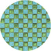 Square Patterned Turquoise Green Rug, pat2579lblu