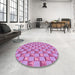 Round Patterned Violet Purple Rug in a Office, pat2579pur