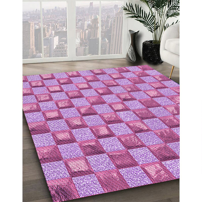 Patterned Violet Purple Rug in Family Room, pat2579pur