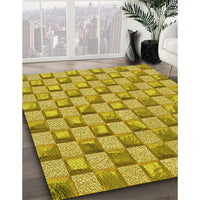 Patterned Bright Gold Yellow Rug, pat2579yw