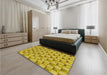 Patterned Bright Gold Yellow Rug in a Bedroom, pat2579yw